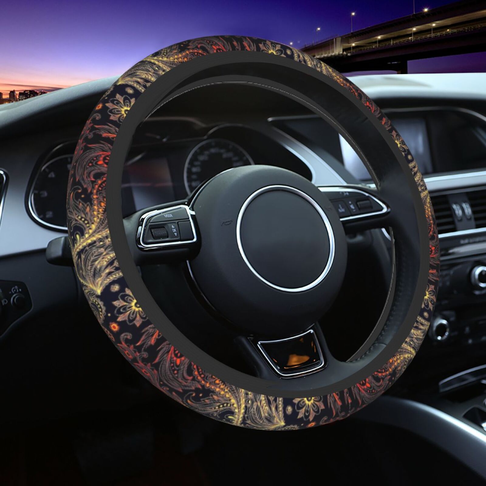 Car Accessories Phoenix - Phoenix Feather Print Stuurwielhoezen Antislip Elasticiteit