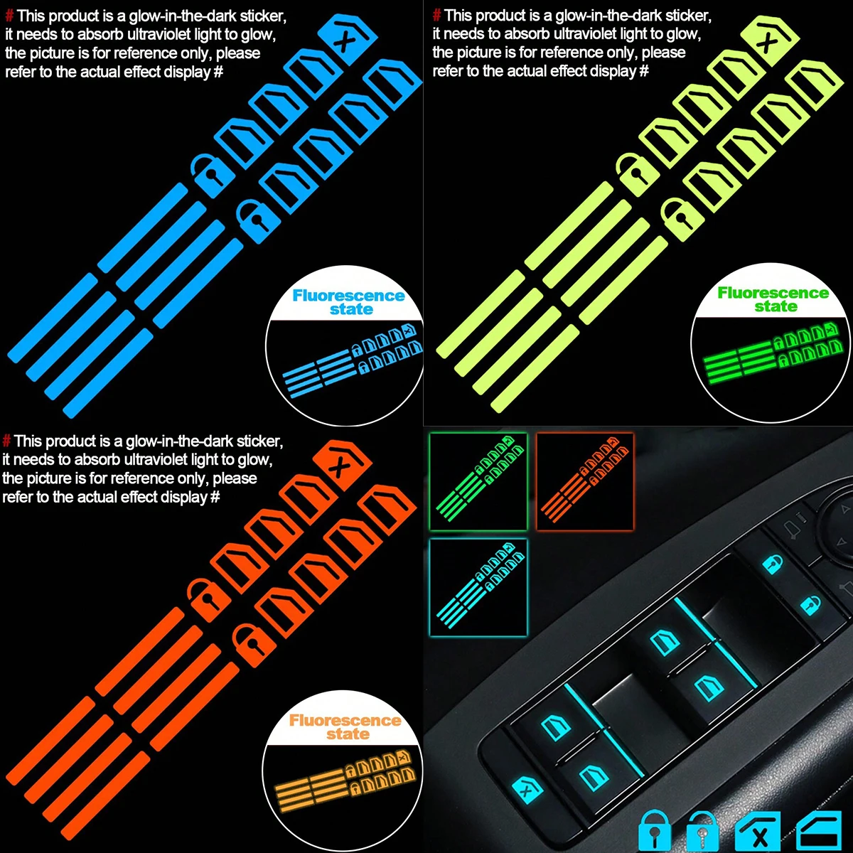 Car Accessories Quotes - 18 stuks auto raamknopjes lichtgevende stickers,
