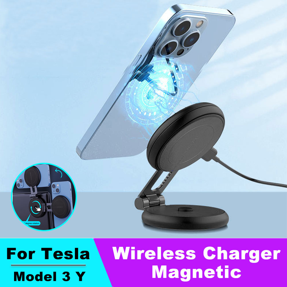 Wireless Car Charger - Verborgen magnetische autotelefoonhouder voor Tesla Model