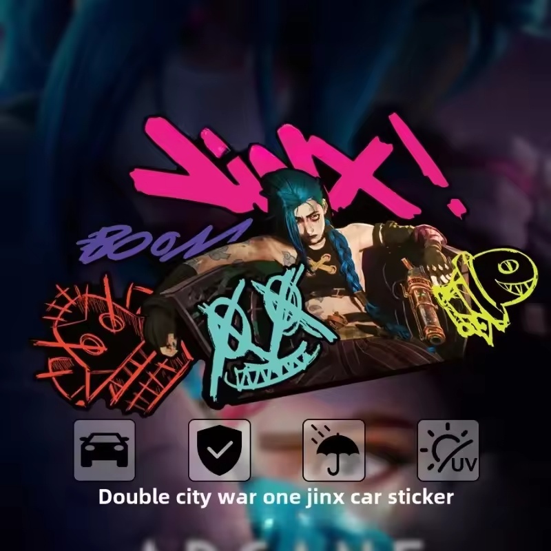 Car Accessories Quotes - Arcane Jinx Graffiti reflecterende autosticker elektrische