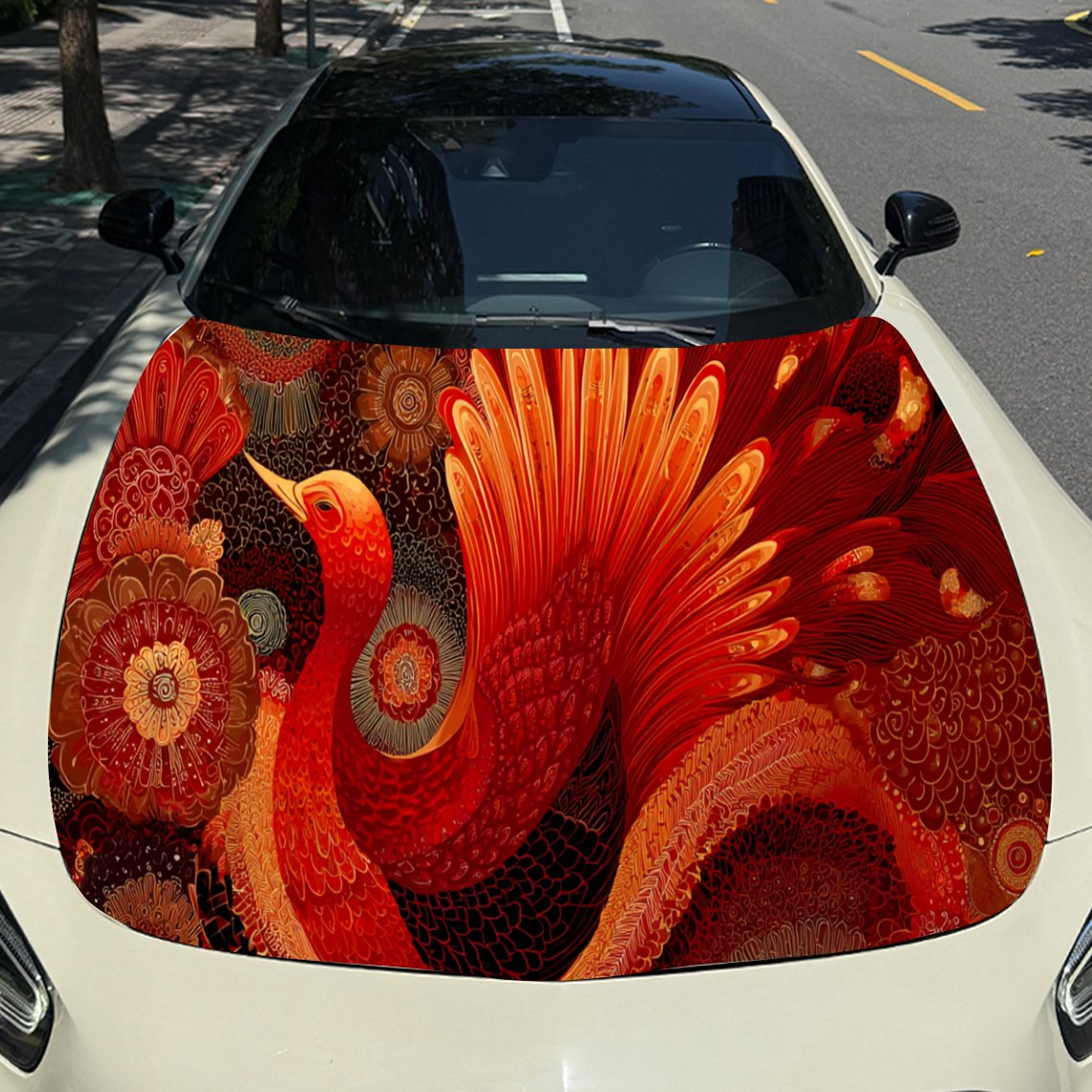 Car Accessories Phoenix - Cool Red Phoenix autokap sticker PVC