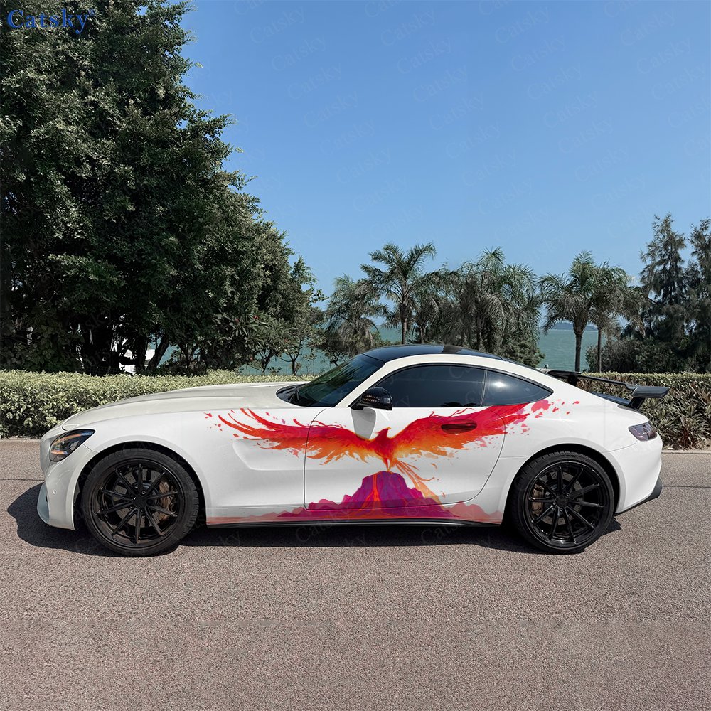Car Accessories Phoenix - 2 stuks Volcanic Phoenix autozijwraps, zelfklevende